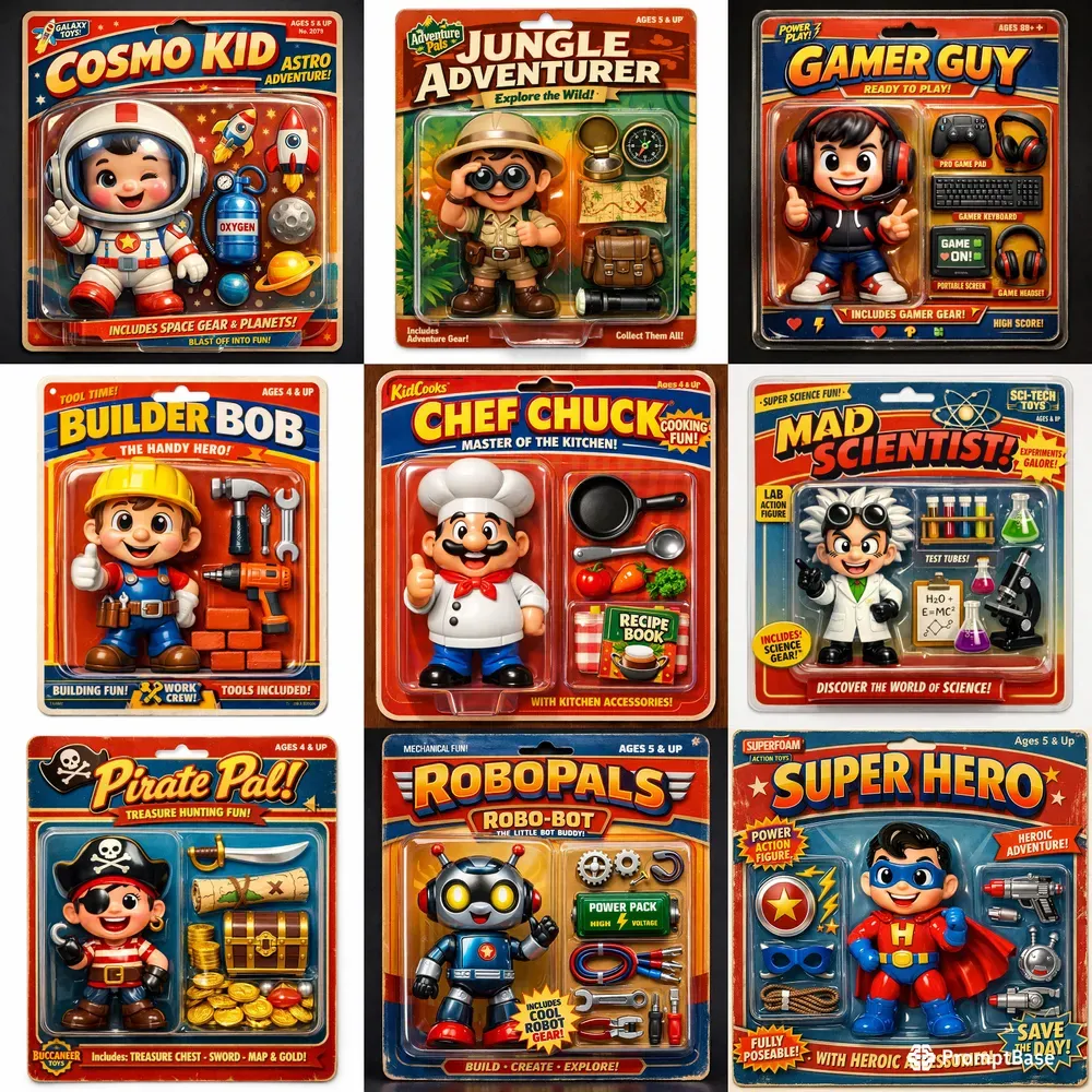 Retro Mascot Toy Packaging Generator