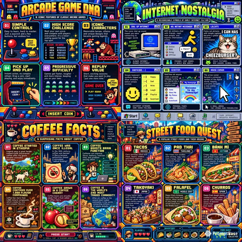 Retro Pixel Art Infographic Posters