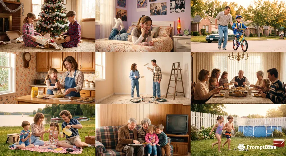 Retro 90s Family Lifestyle Stock Photos