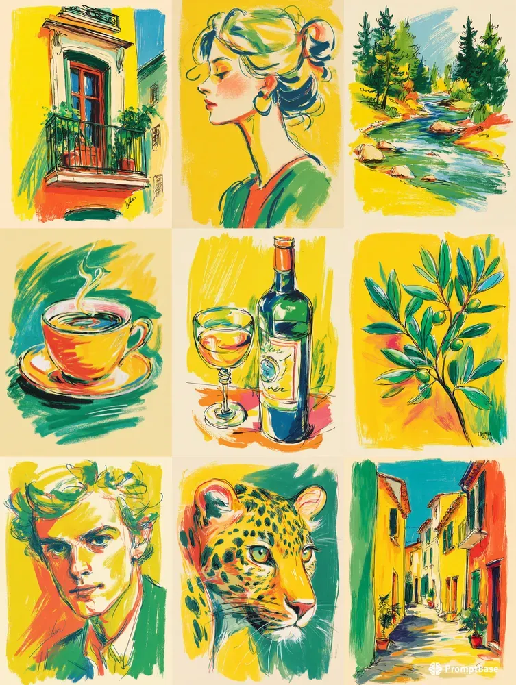 Expressive Sketch Painting Illustrations