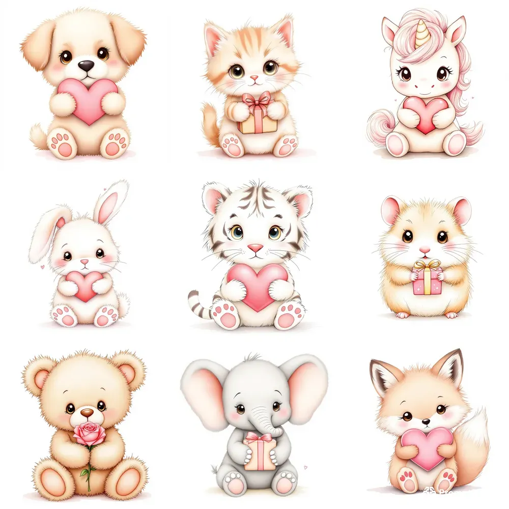 Cute Kawaii Animal Illustrations