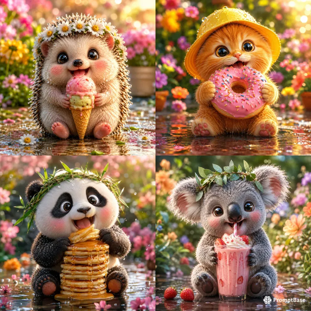 Cute 3D Baby Animals With Treats