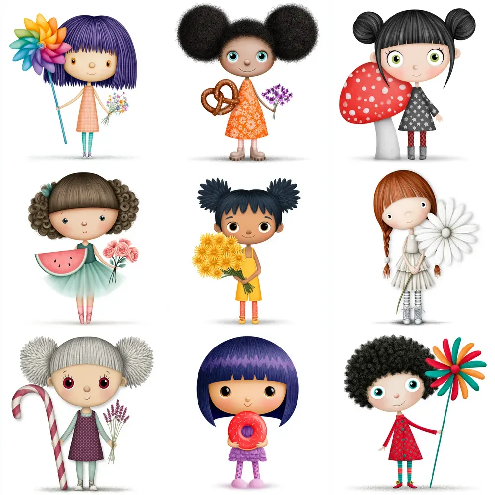 Playful Cartoon Girl Art