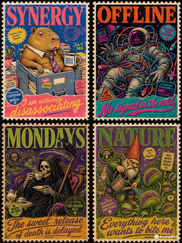 Retro Riso Stamp Posters