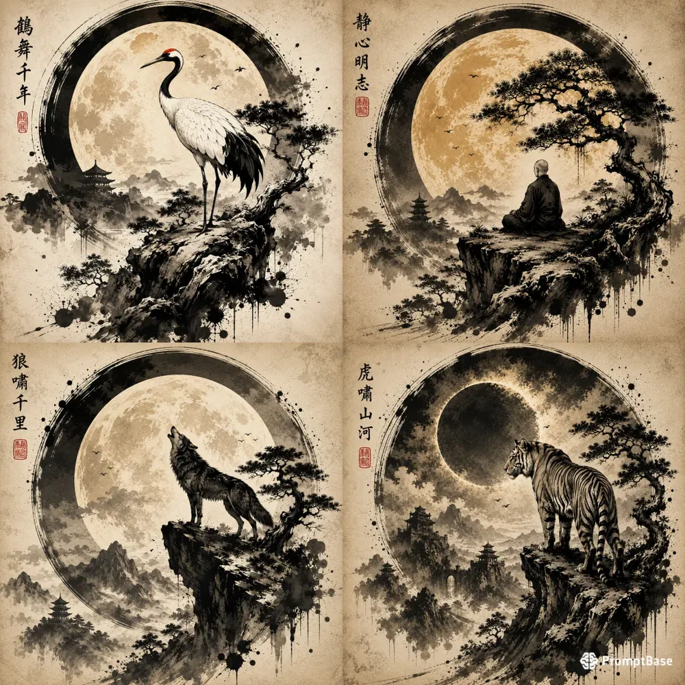 Japanese Ink Circle Art