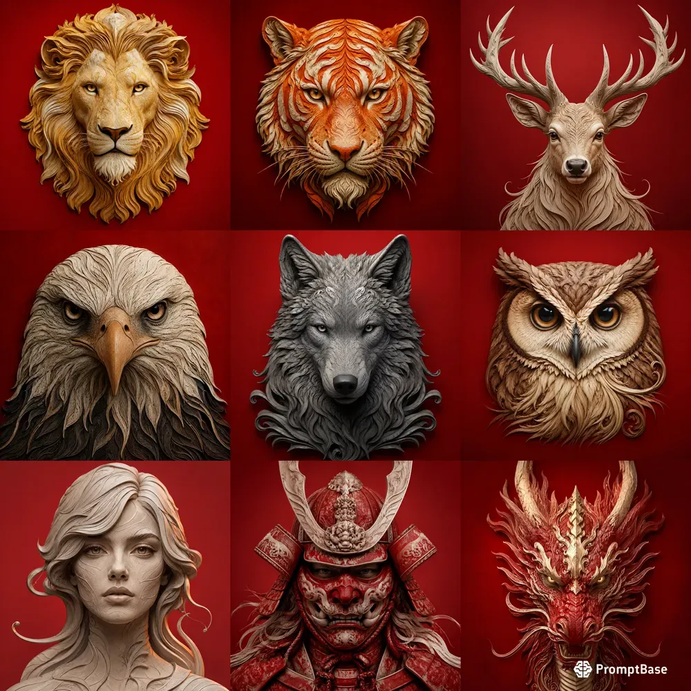 Luxury Engraved Portrait Red Style Art