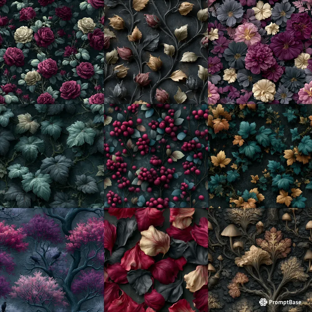 Dark Cottagecore Seamless Patterns