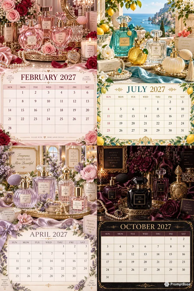 Luxury Perfume 2027 Calendar Pages