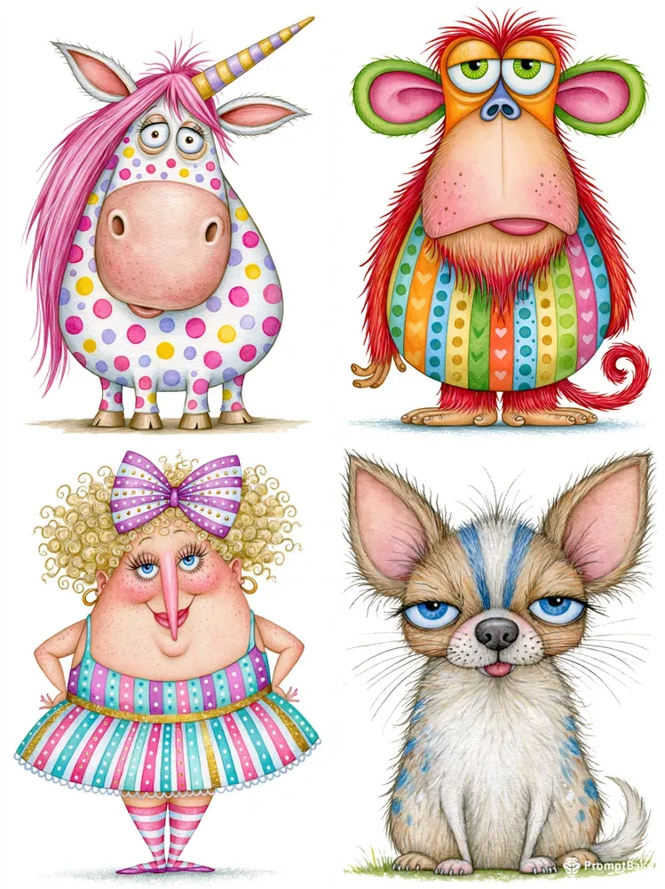 Zany Watercolor Characters