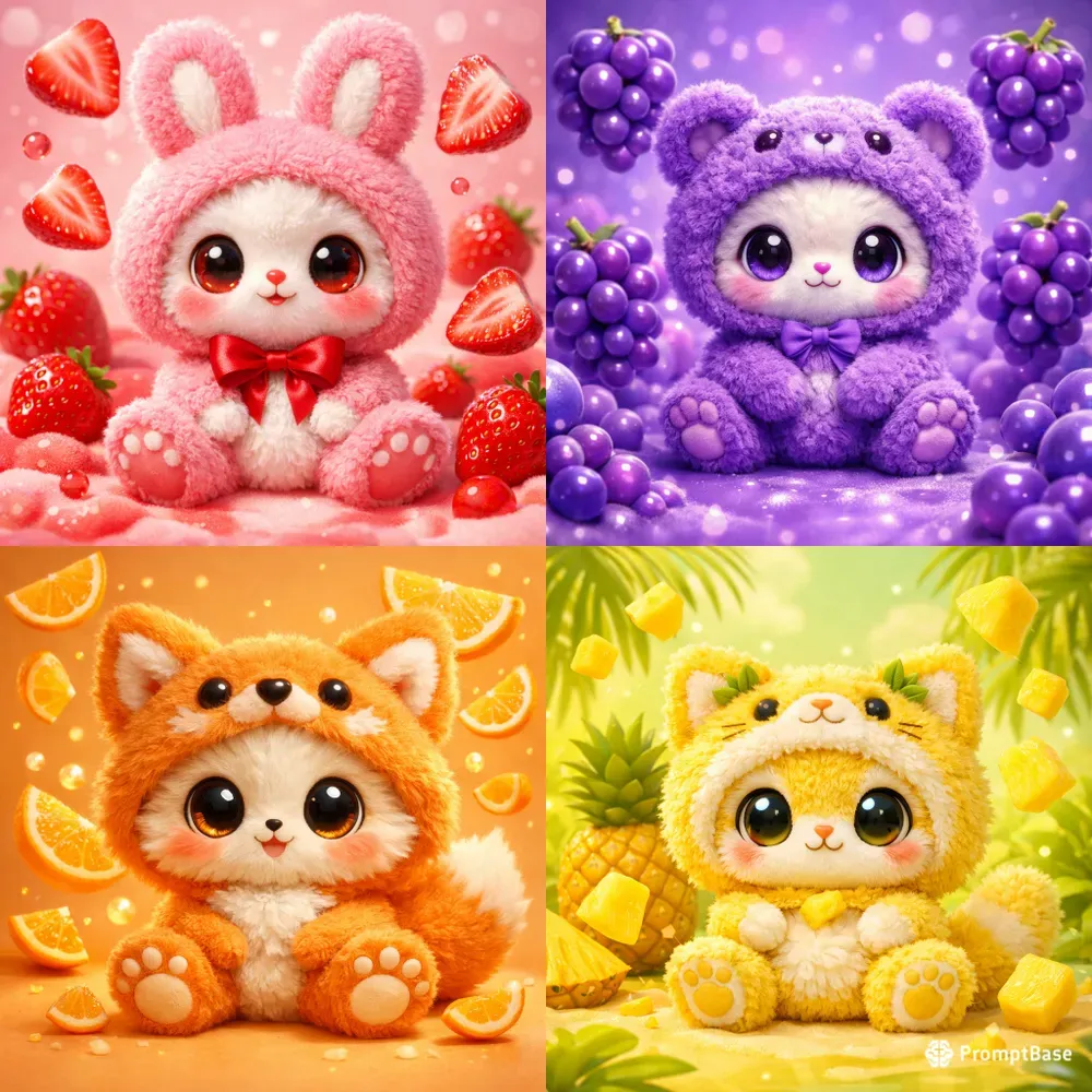 Fuzzy Fruit Friends Sticker Packs