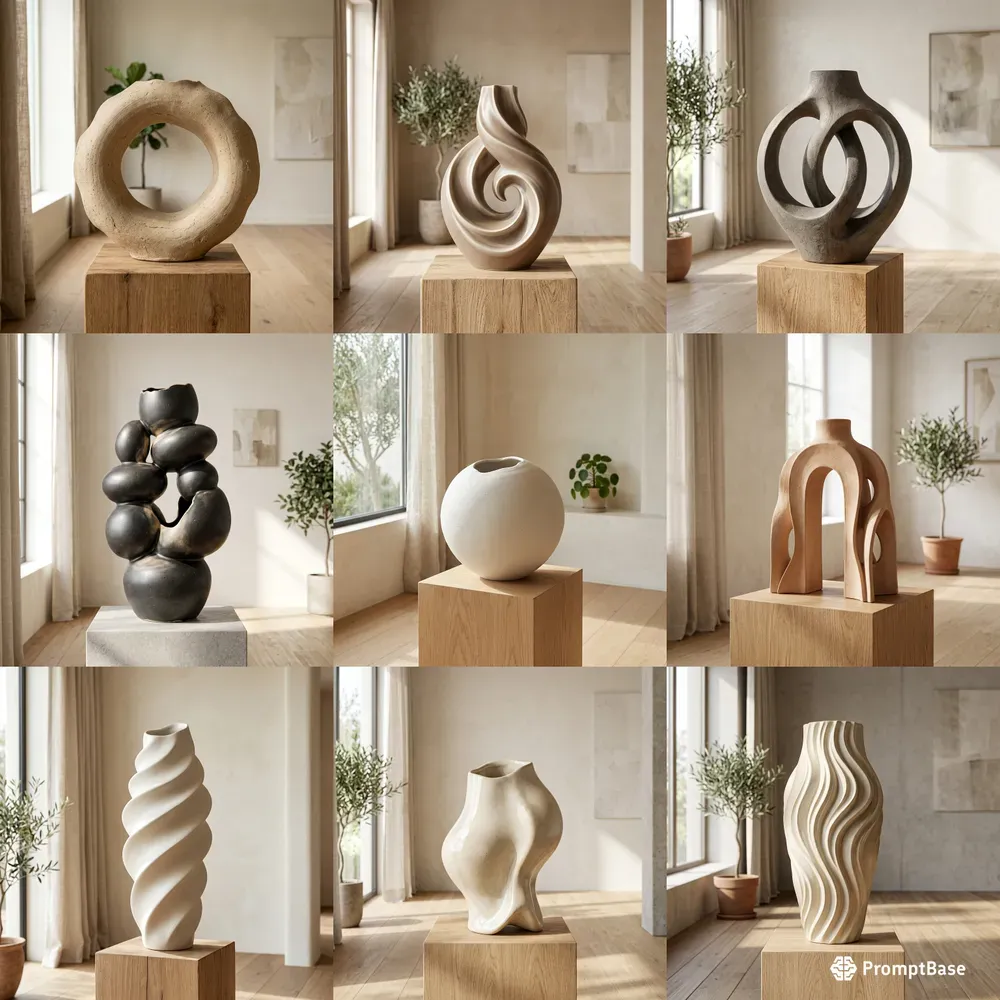 Modern Organic 3D Ceramic Art Vases