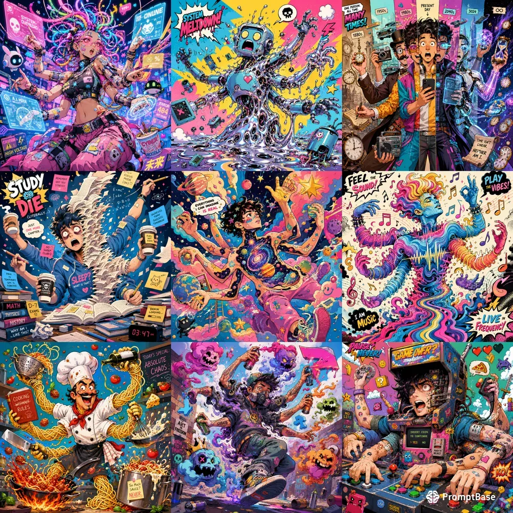 Surreal Pop Chaos Character Mashups