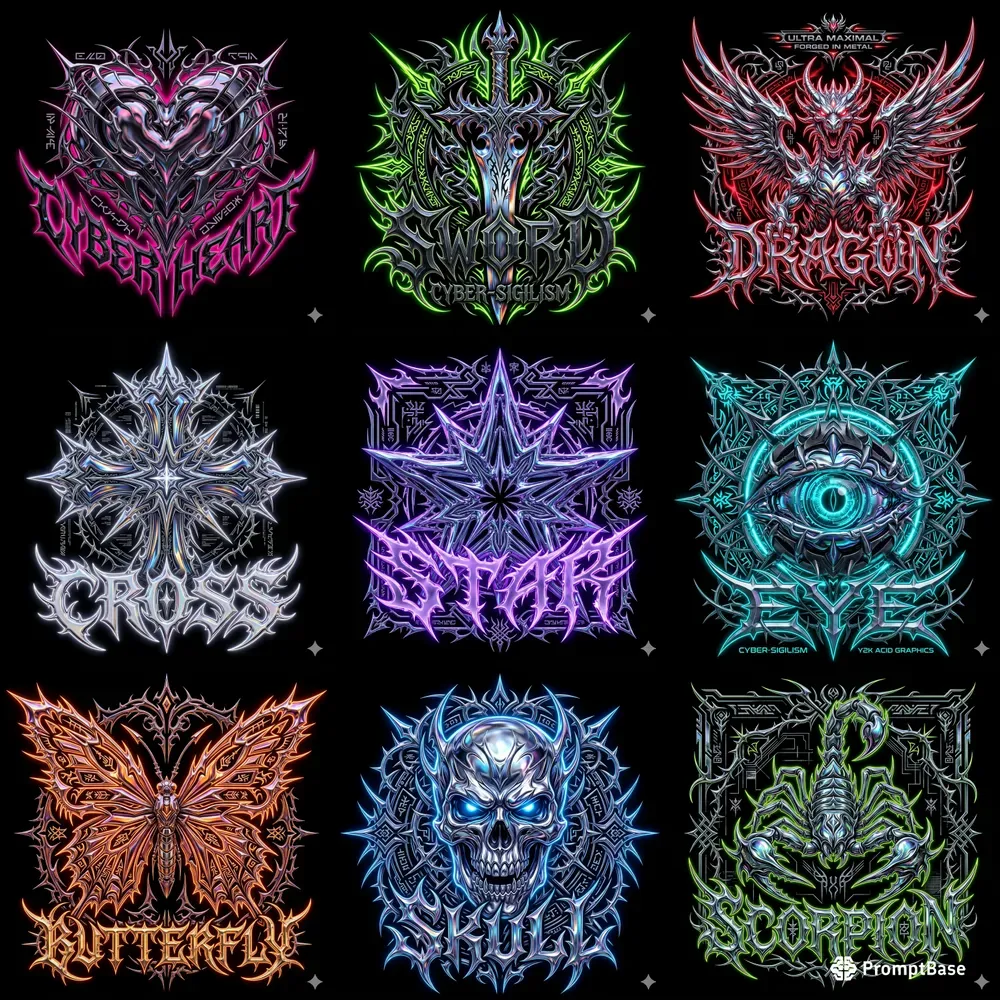 Y2k Chrome Sigilism Logo Masters