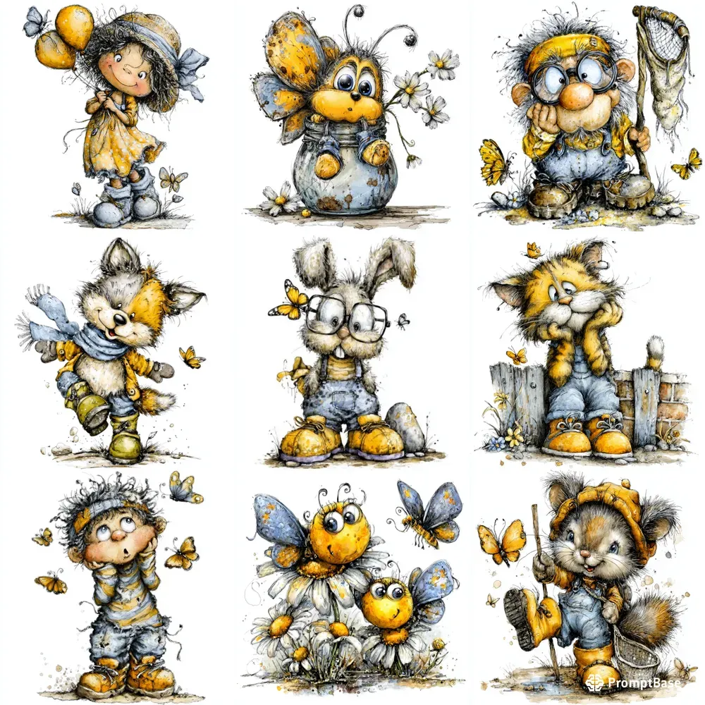 Spring Butterfly Collector Clipart