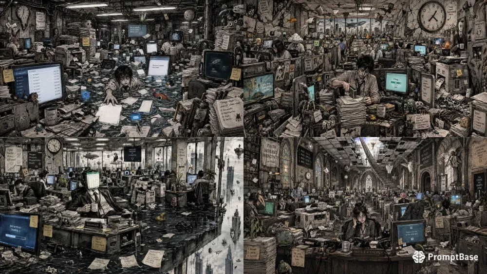Surreal Office Nightmare Ink Artworks