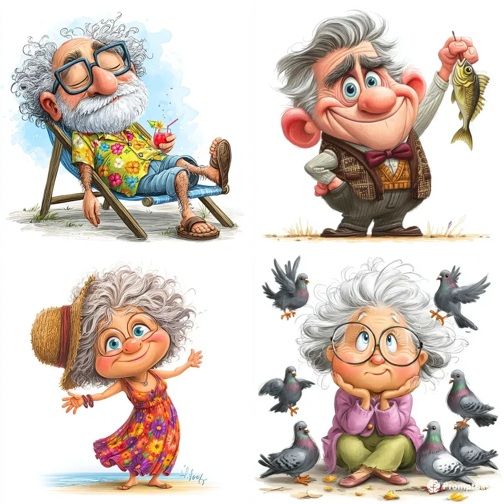 Funny Retired Seniors Clipart Bundles