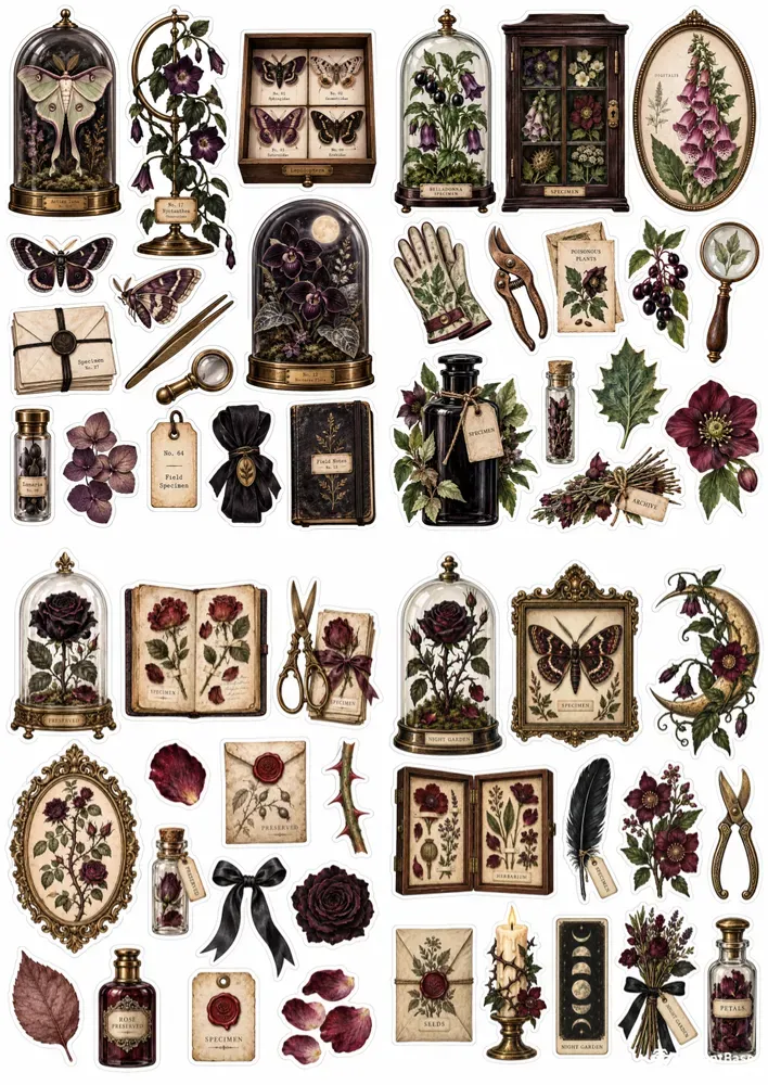 Gothic Botanical Sticker Sheets