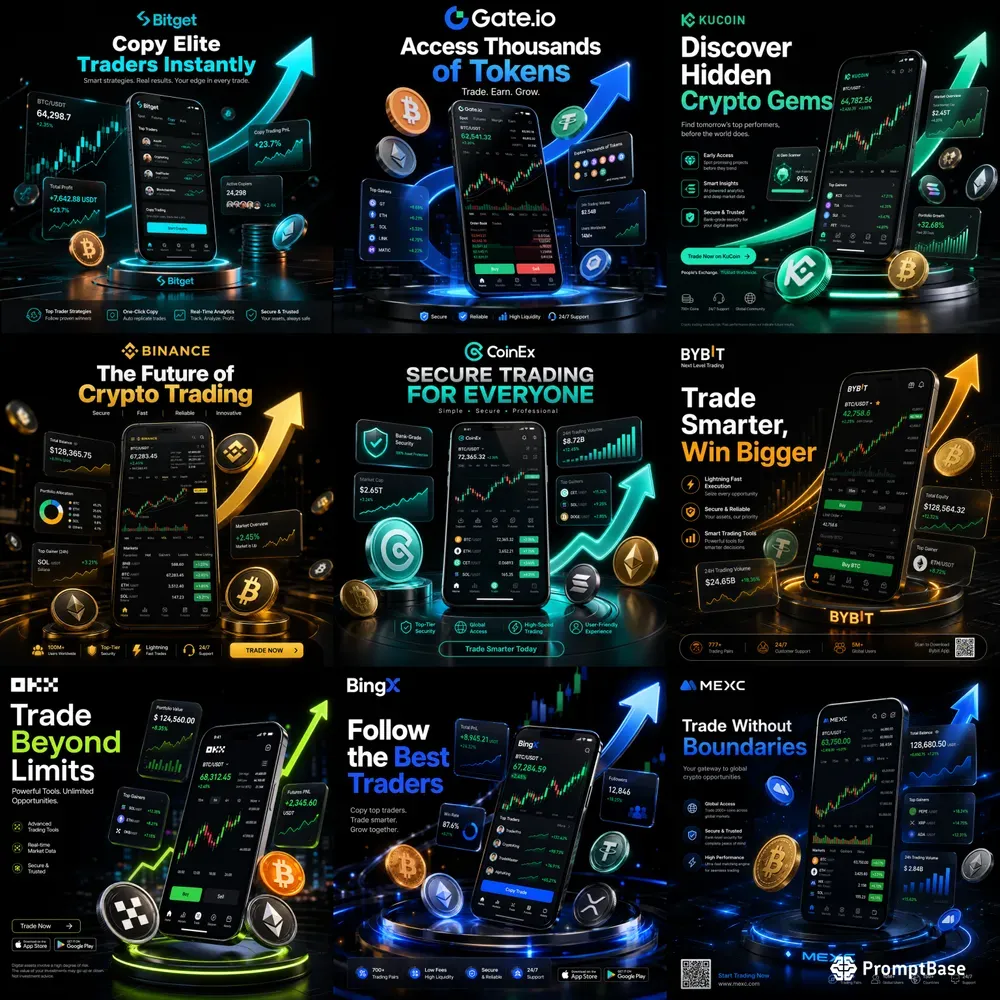 3D Crypto Trading App Posters
