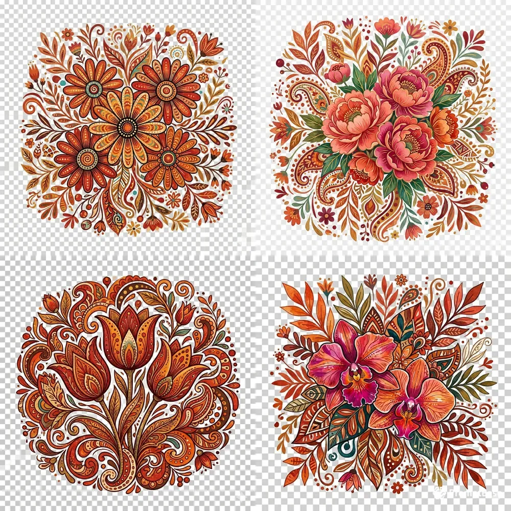 Boho Floral Motif Tshirts