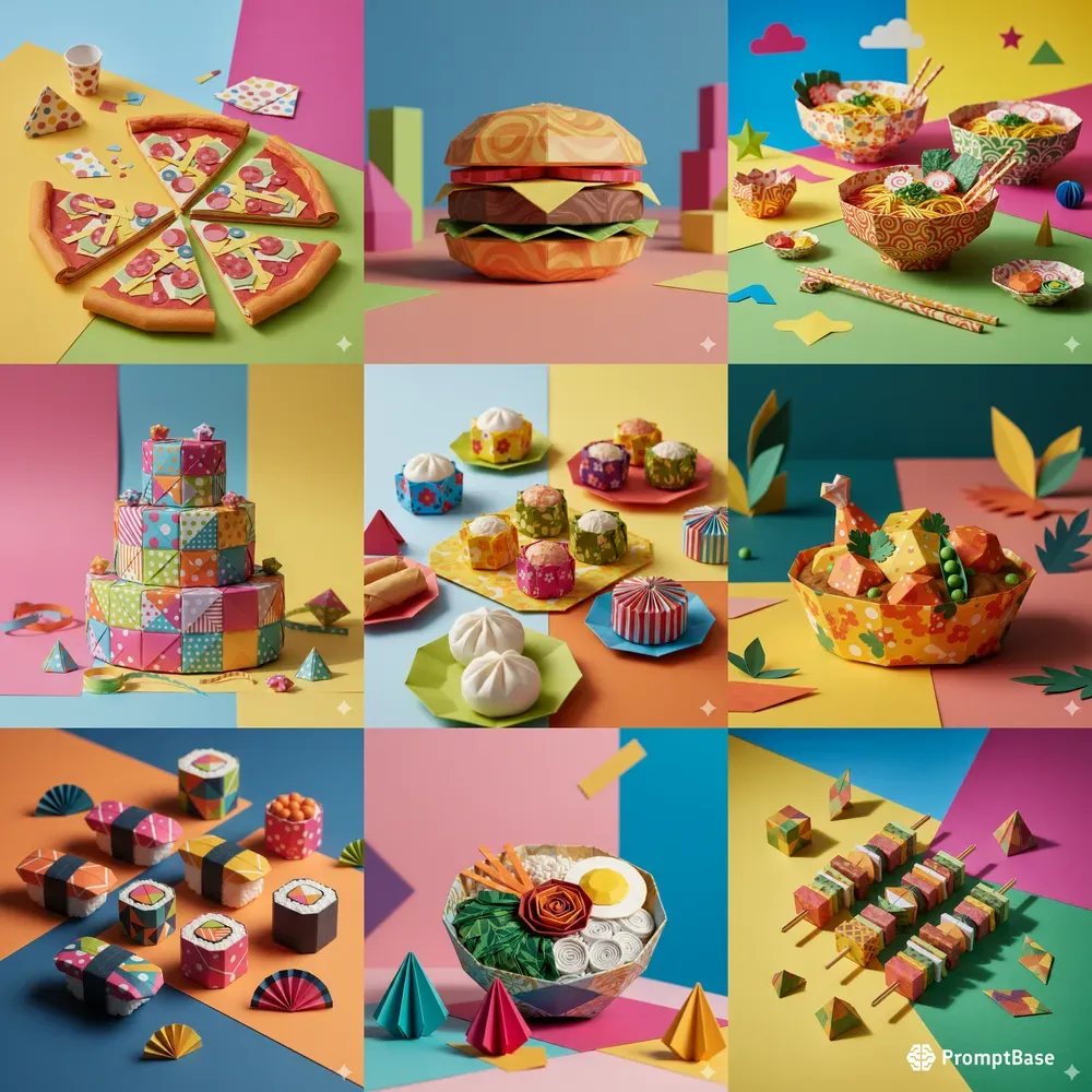 Colorful Origami Food Sets