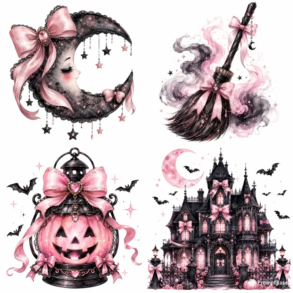 Coquette Gothic Halloween Watercolors