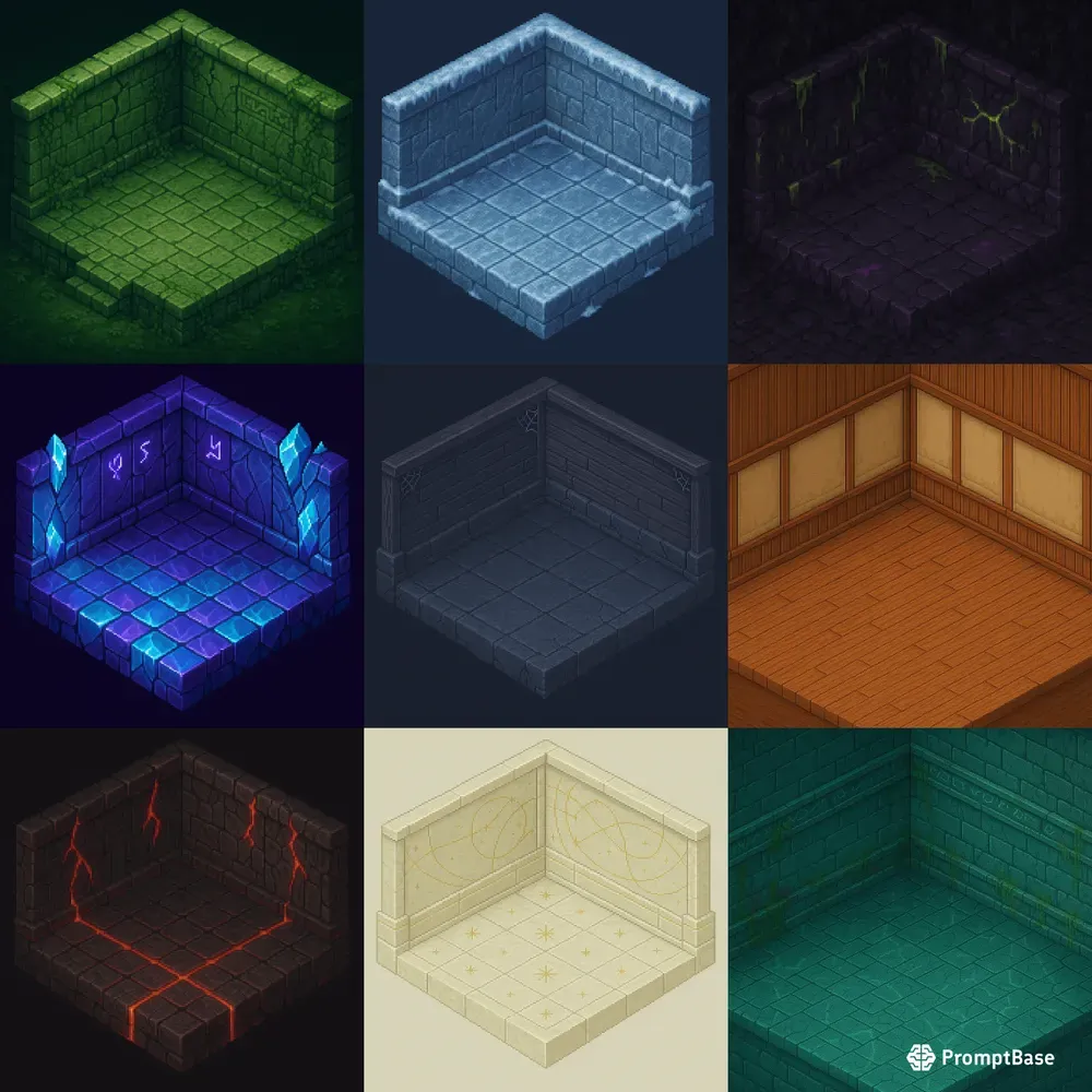 Empty Angled 16bit Pixel RPG Rooms