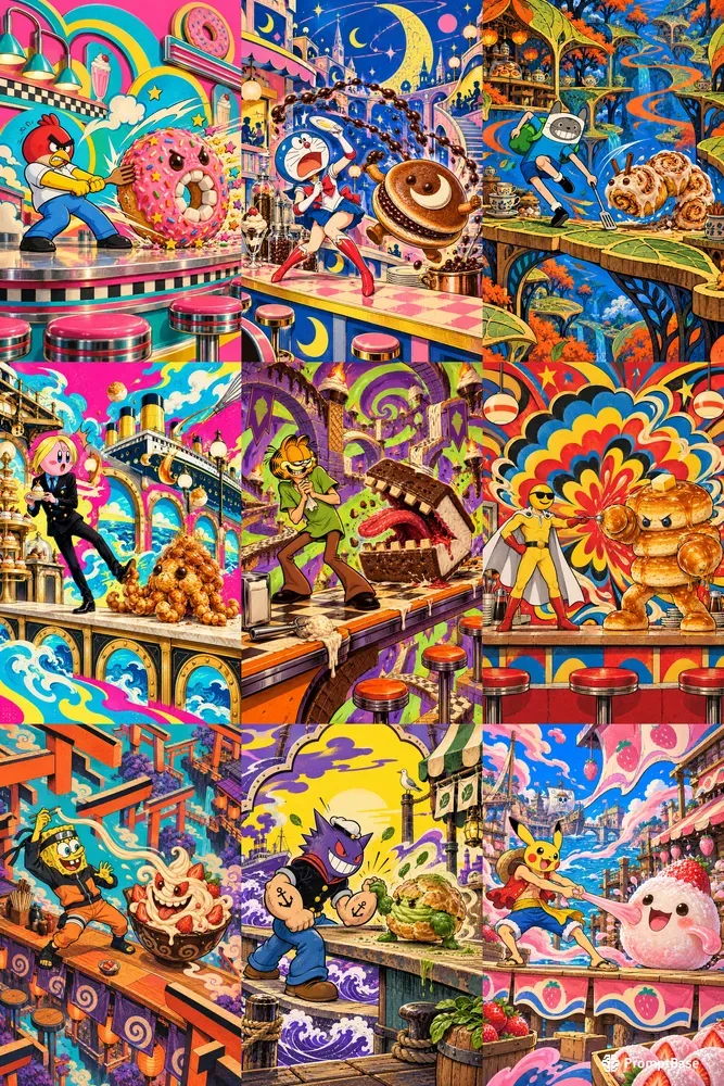 Psychedelic Akibapunk Food Posters