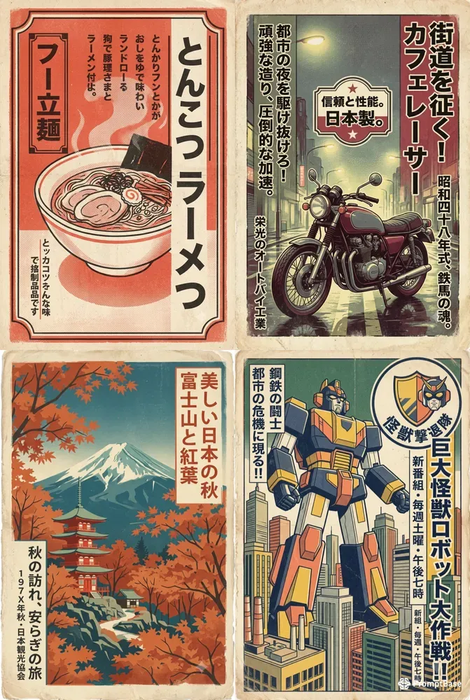 Authentic Vintage Japanese Poster Engines