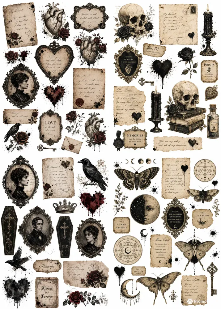 Dark Paper Vintage Junk Journal Pages