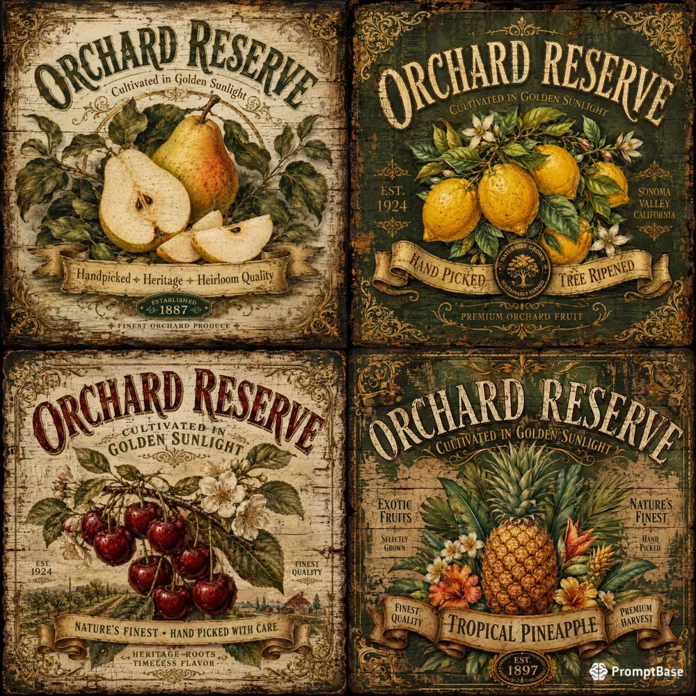 Luxury Orchard Harvest Vintage Signs