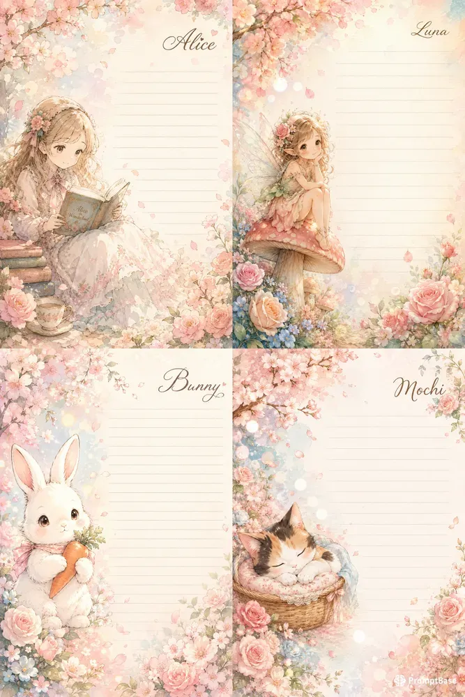 Floral Stationery Manga Templates