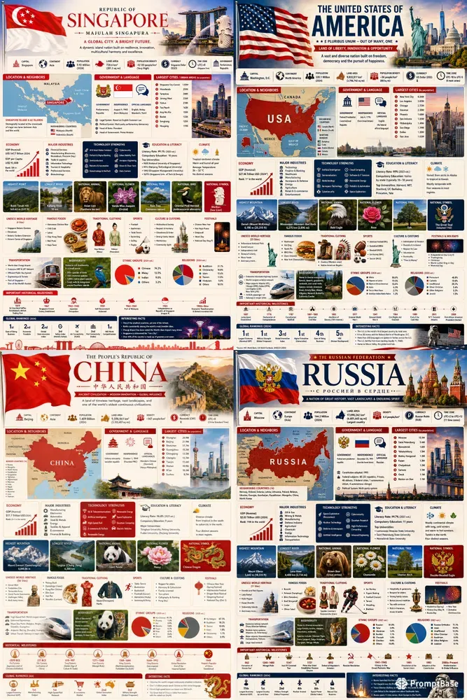 World Flag Infographic Posters