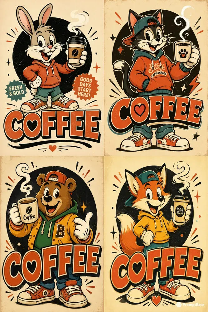 Retro Coffee Mascot Posters