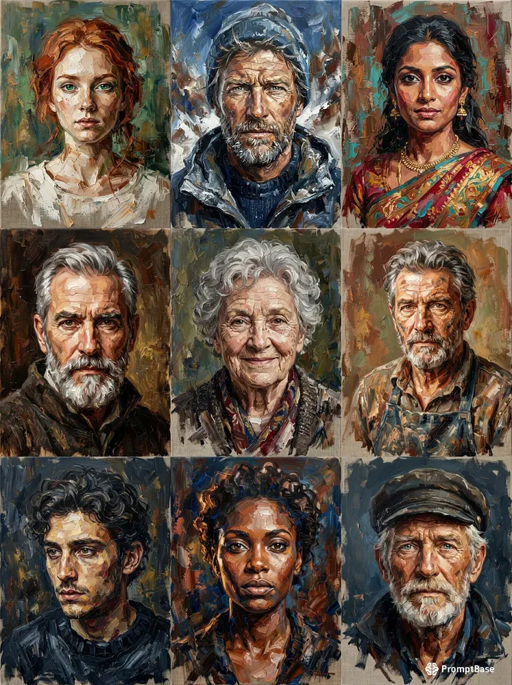 Dynamic Impasto Oil Knife Portraits