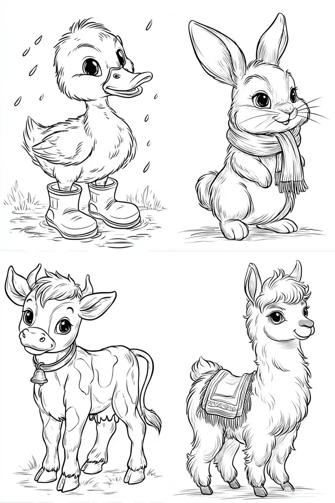 Simple Farm Animal Kids Coloring Pages
