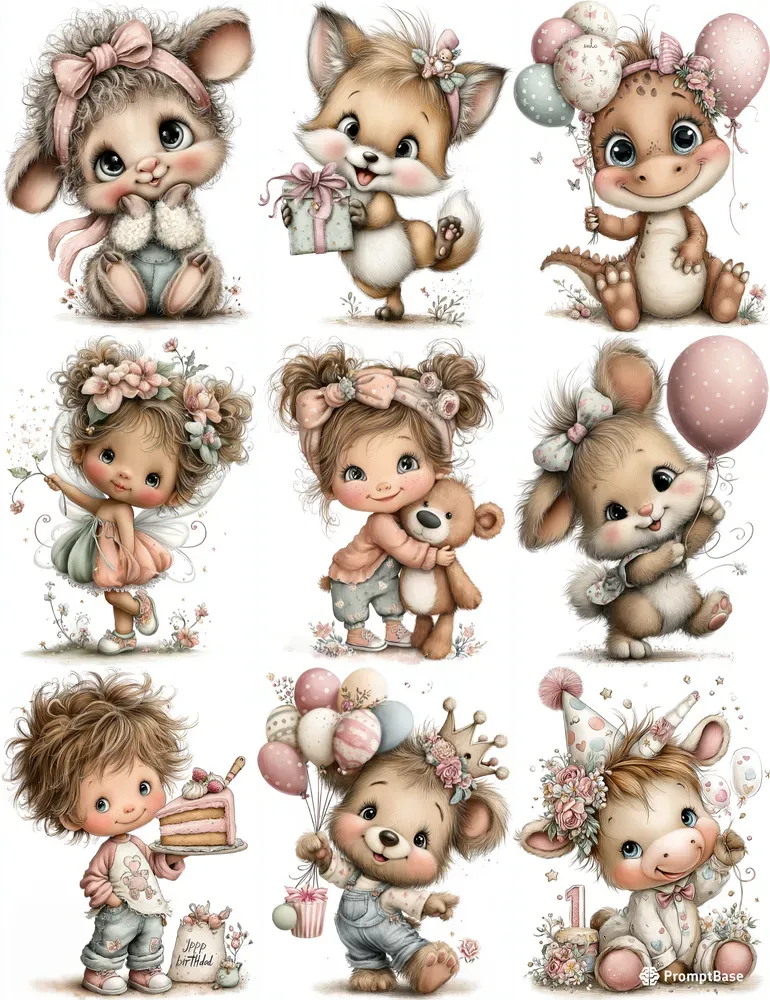 Birthday Character Tshirt Clipart Designs