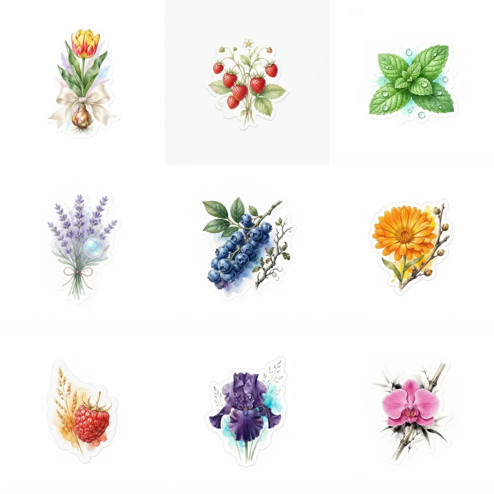 Watercolor Botanical Stickers