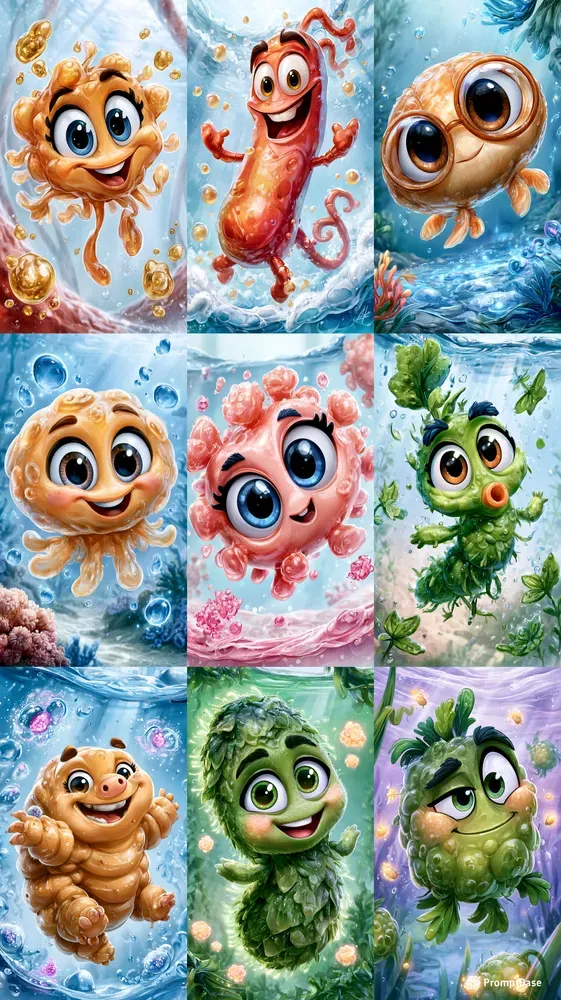 Cute 3D Microscopic Characters