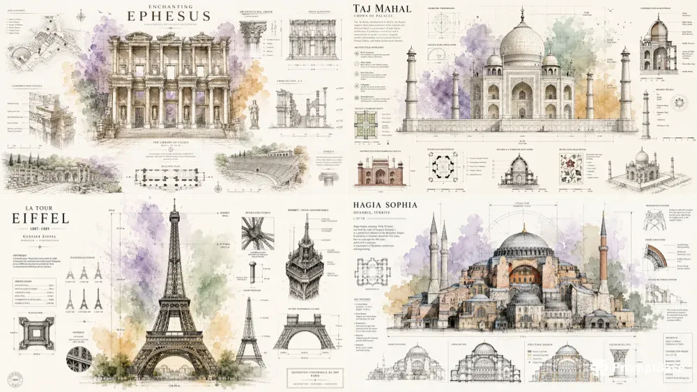 Architectural Blueprint Watercolor Posters