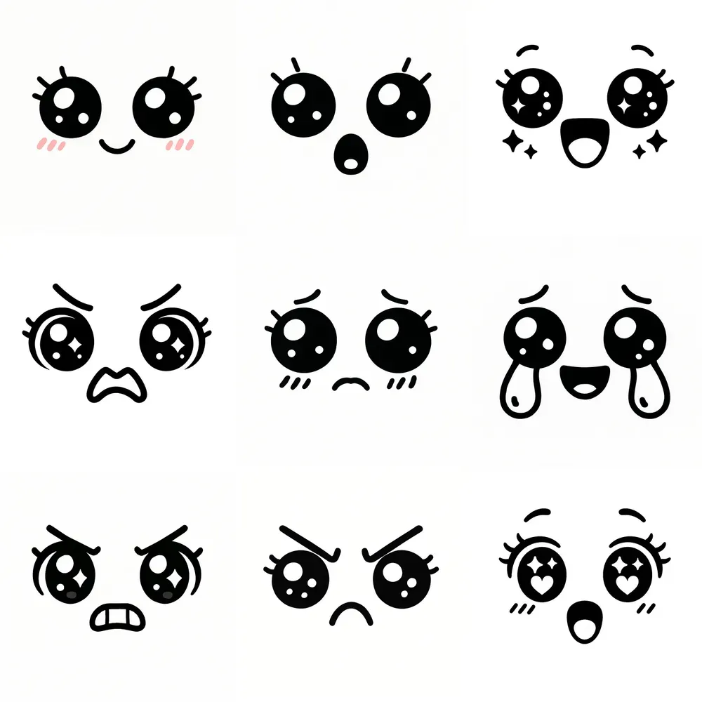 Minimalist Kawaii Face Emoji Designs