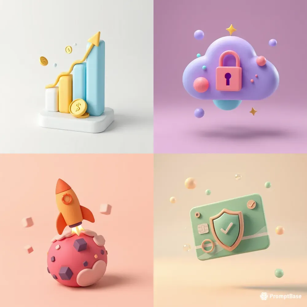 3D Claymorphism Icons Apps Saas