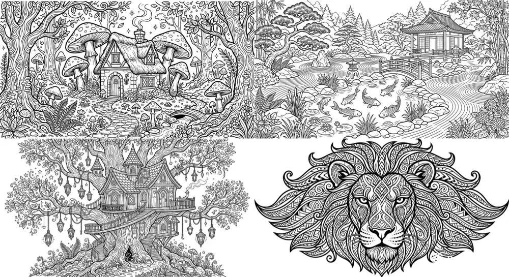 Adult Coloring Book Line Art Generator