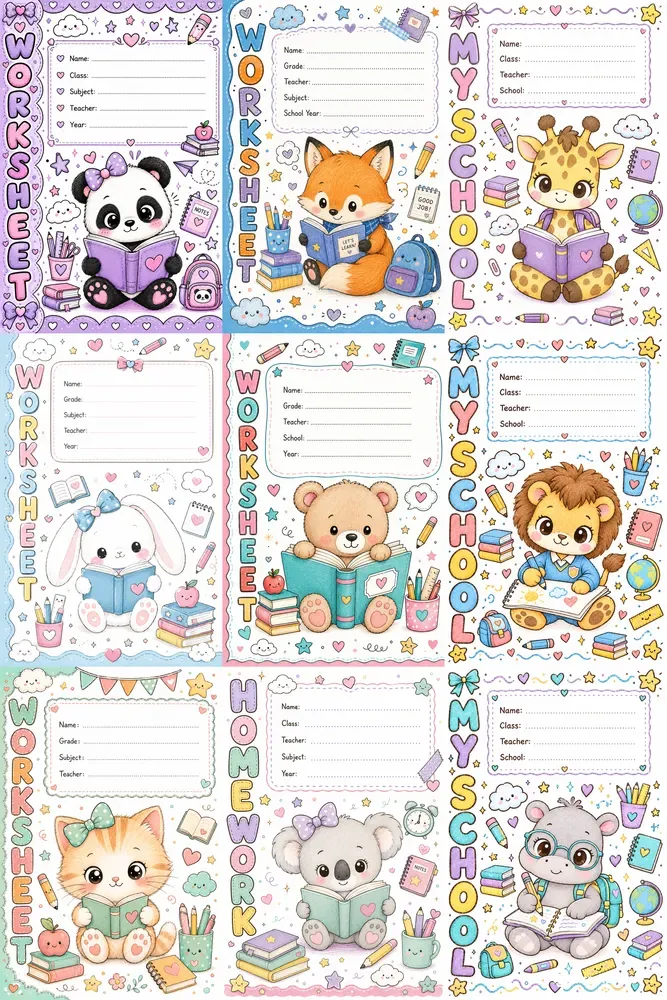 Cute Kawaii School Worksheets