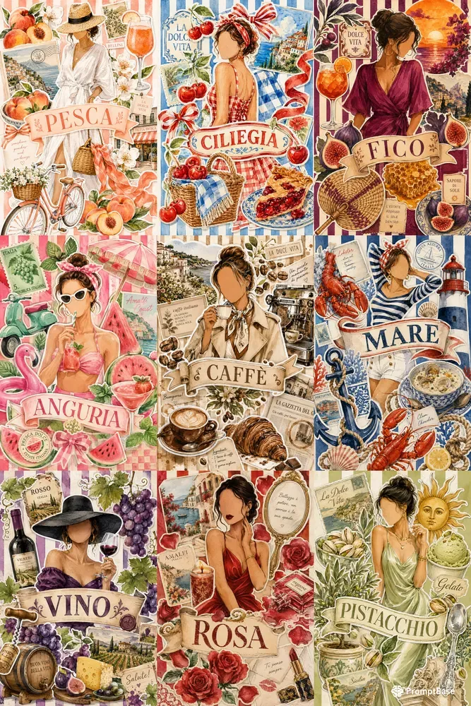 Mediterranean Mixed Media Summer Collages