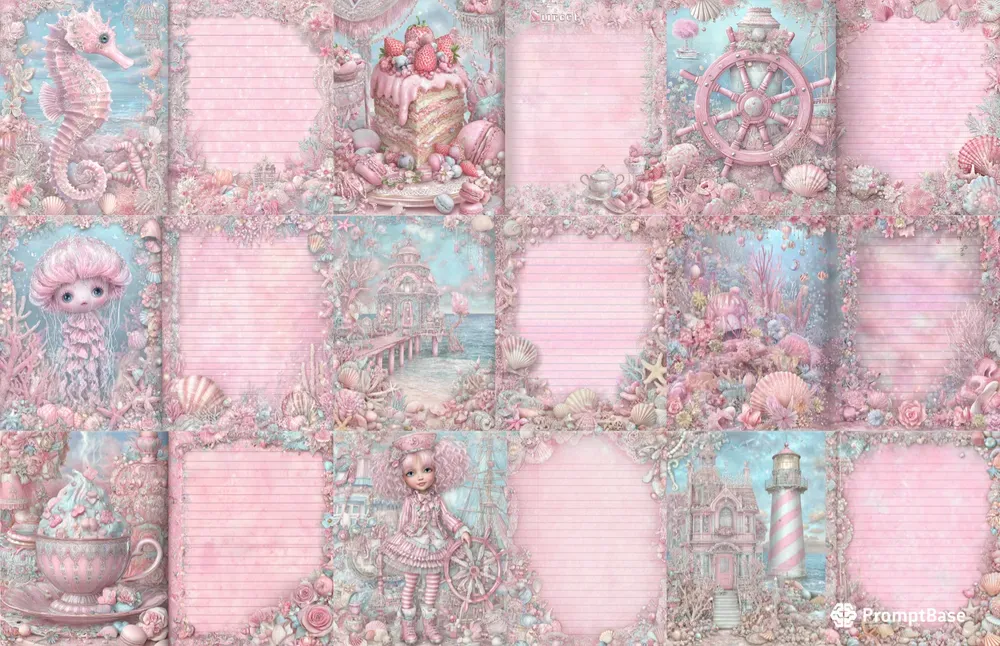 Seaside Steampunk Girl Double Pages