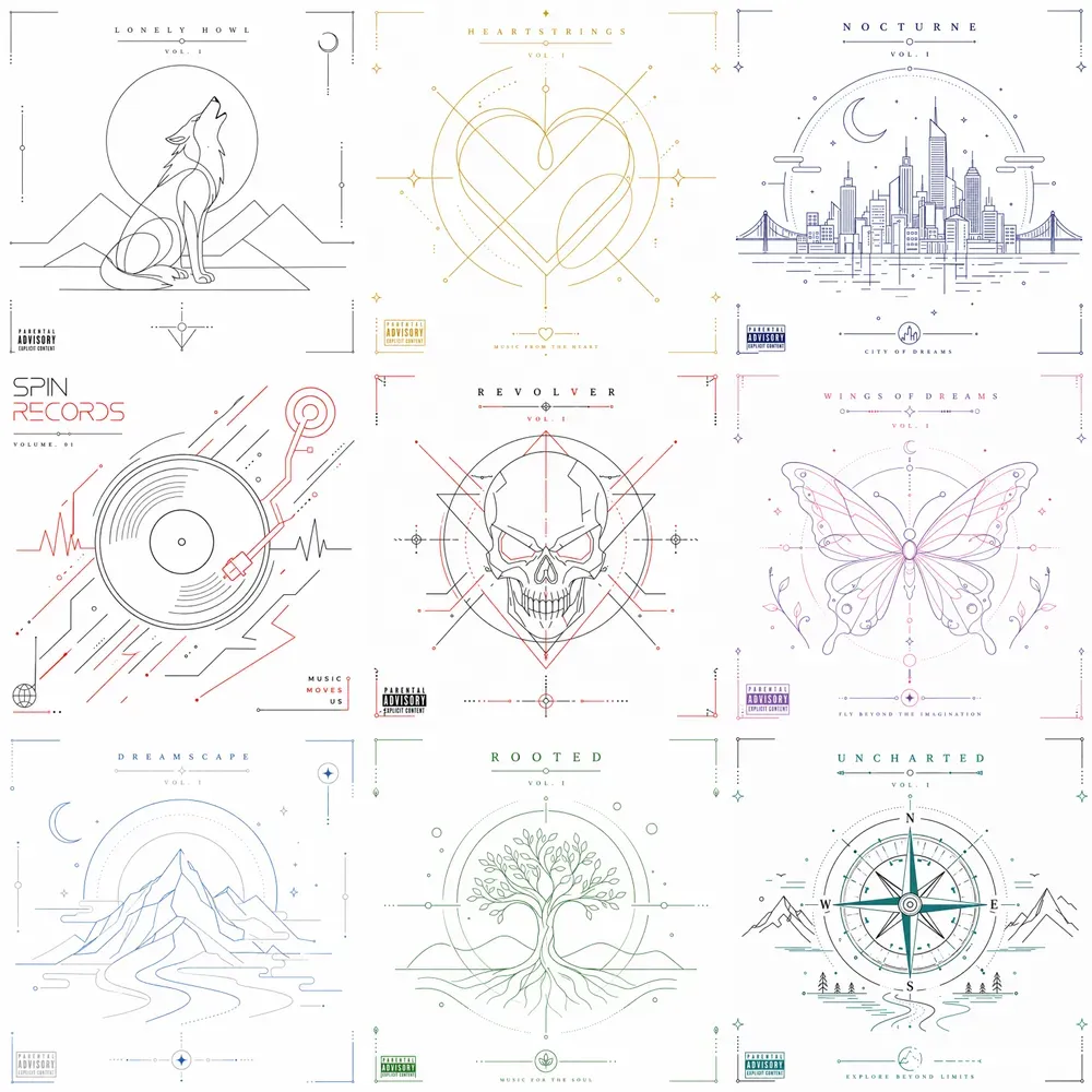 Geometric Line Art For Albums