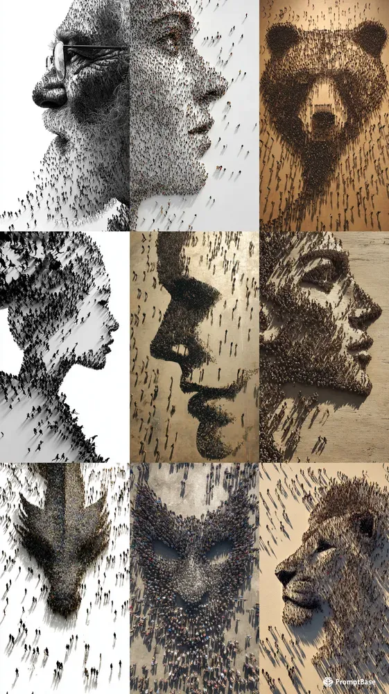 Crowd Silhouette Composite Portraits