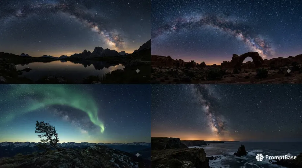 Realistic Night Sky Landscape Photos