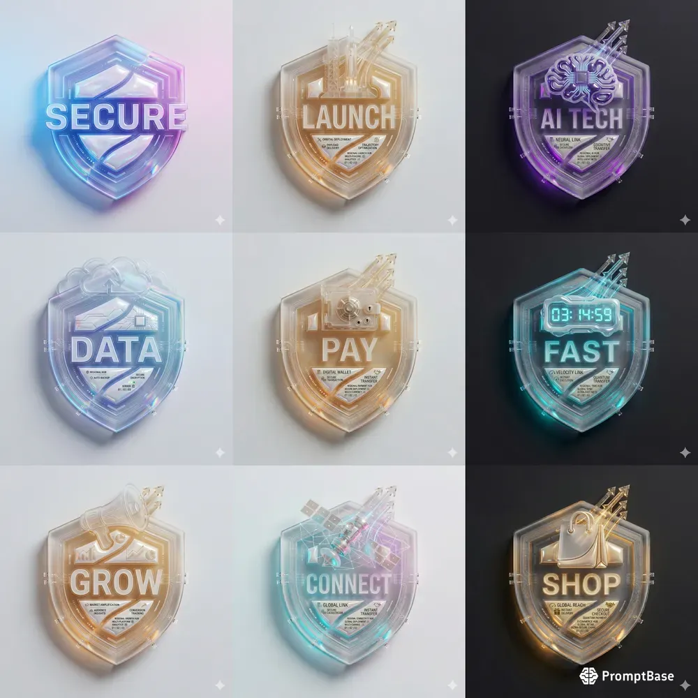 3D Glassmorphic Typographic UI Assets