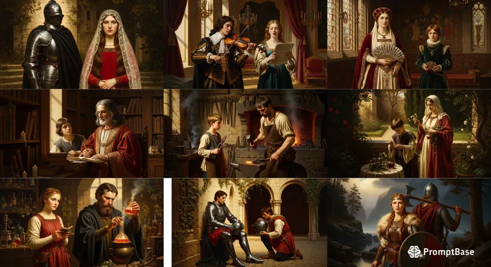 Medieval Scene Oil Paintings